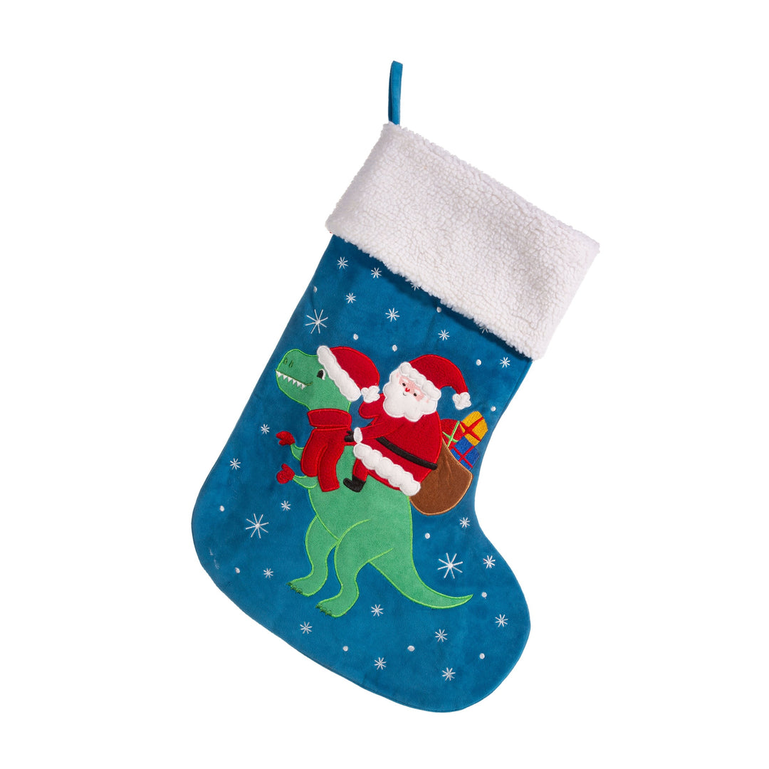 Santa On Dino Stocking