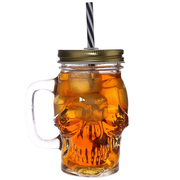 Skull Drinking Jar with Straw