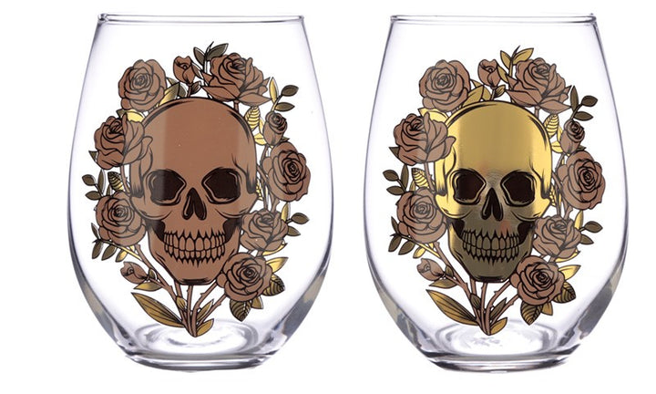 Glass Tumbler (Set of 2) | Skulls & Roses