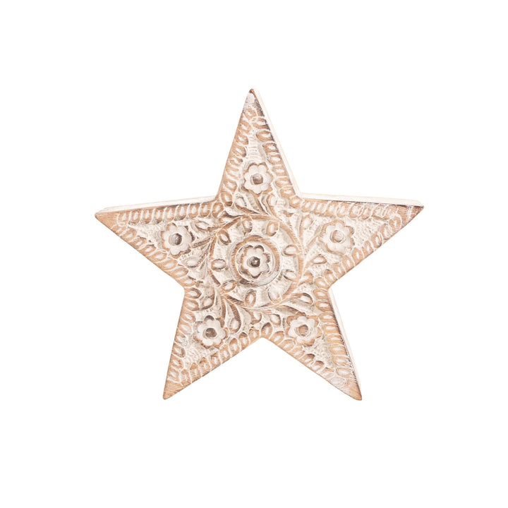 Small Hand Carved Wooden Star Decoration