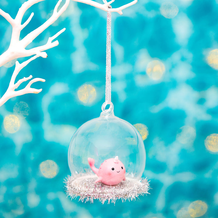 pink narwhal dome bauble