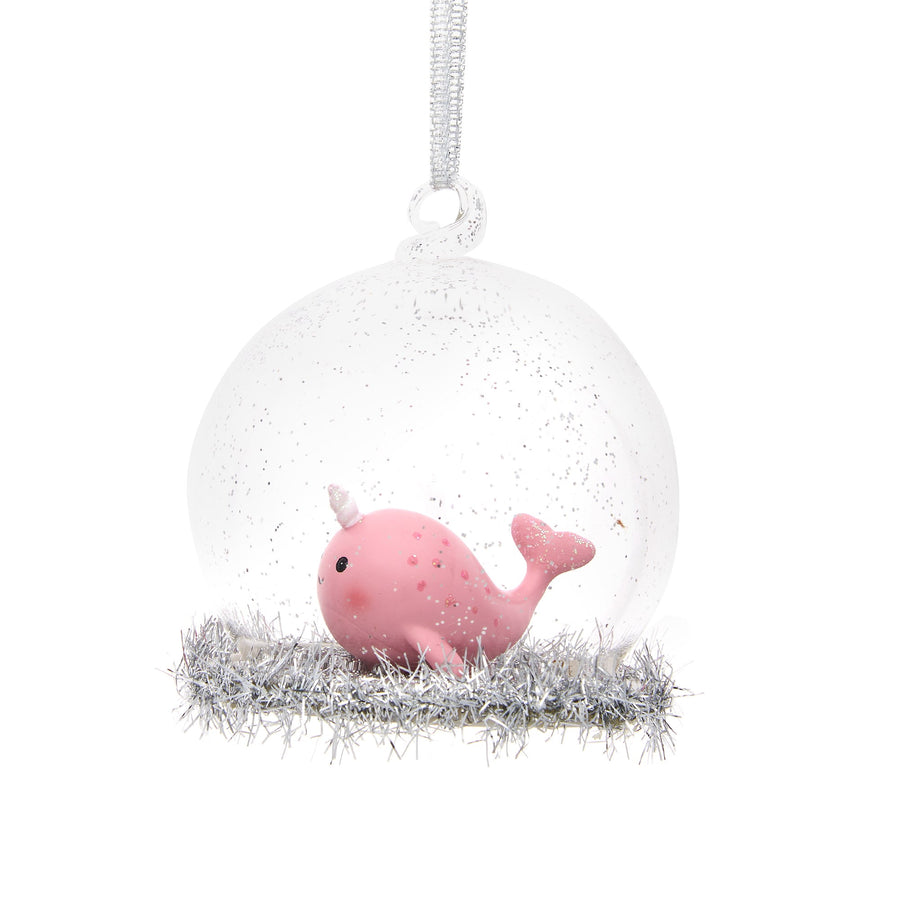 pink narwhal dome bauble