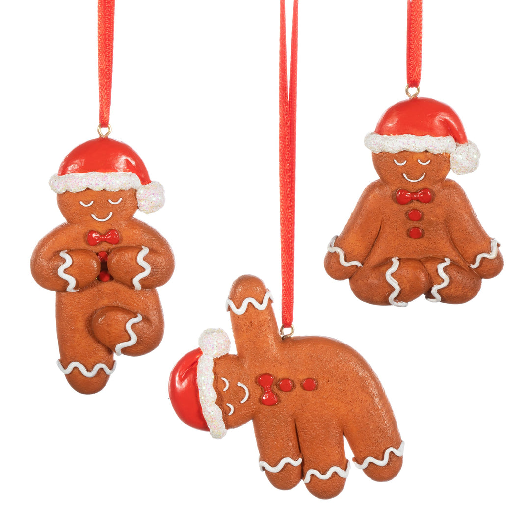 Yoga Gingerbread Hanging Decorations (Set of 3)
