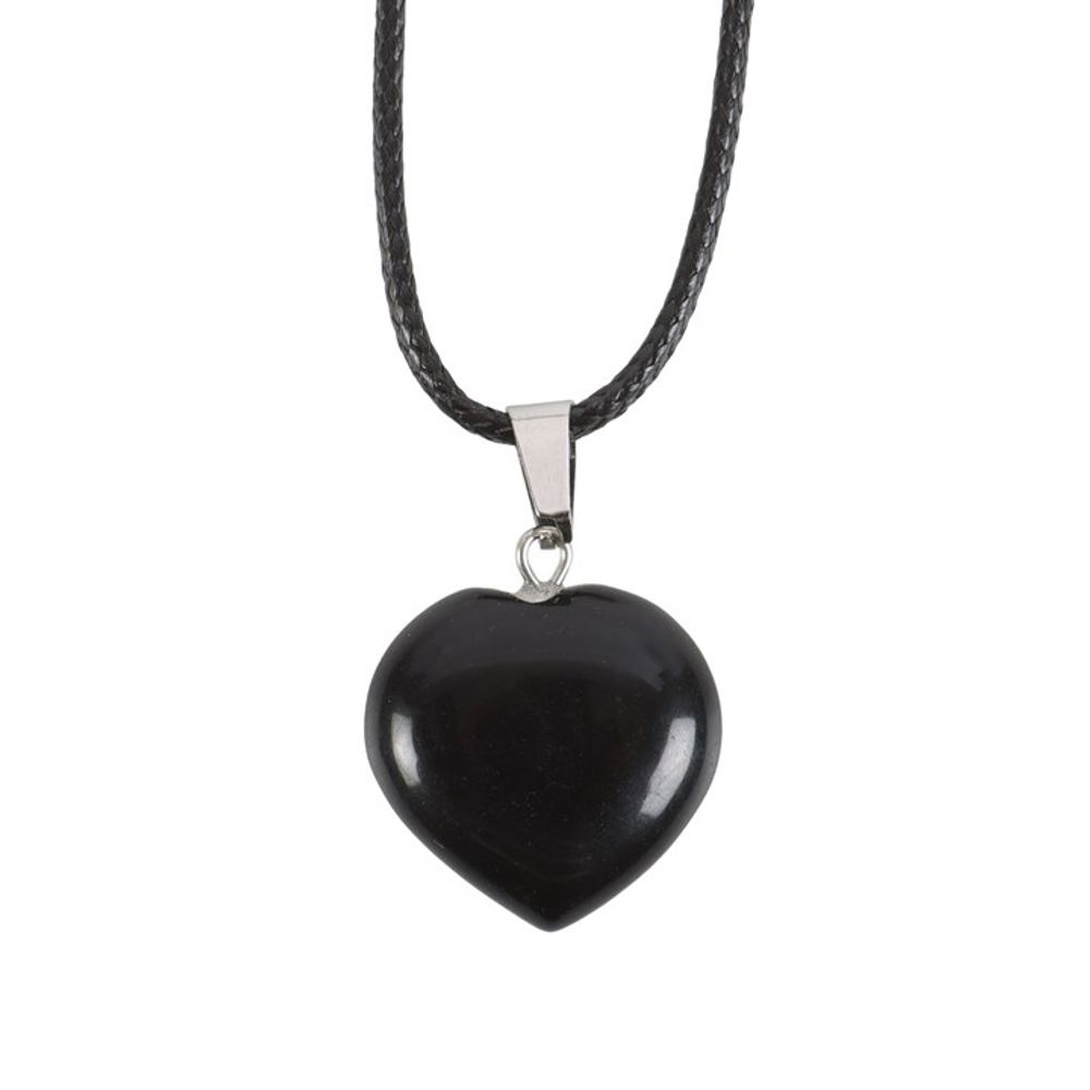 Black Obsidian Healing Crystal Heart Necklace