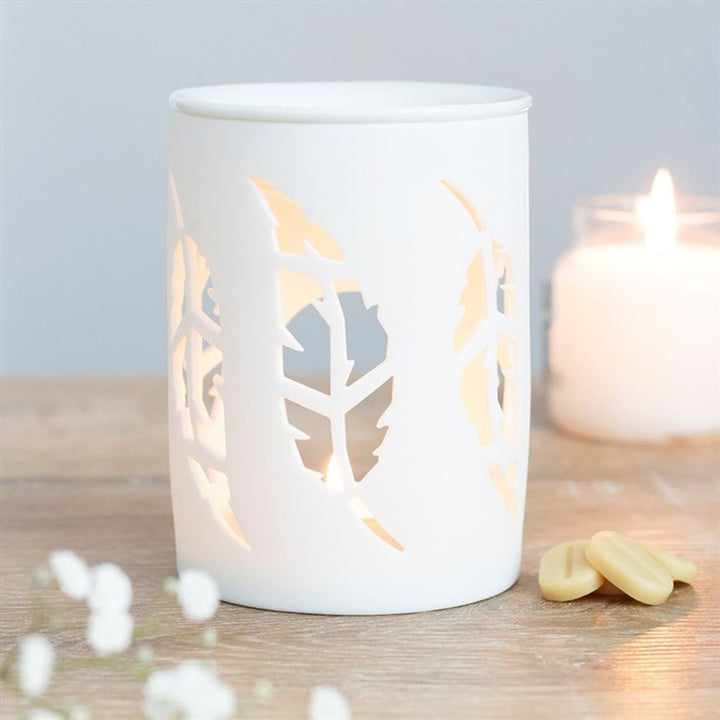 White Feather Cut Out Oil Burner