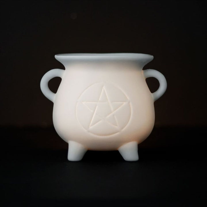 White Pentagram Cauldron Oil Burner