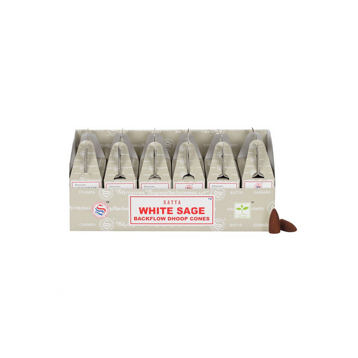 Set of 6 Packets of Satya White Sage Backflow Dhoop Cones