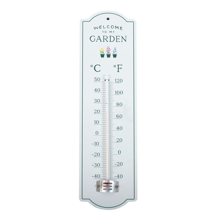 Welcome to My Garden Metal Wall Thermometer