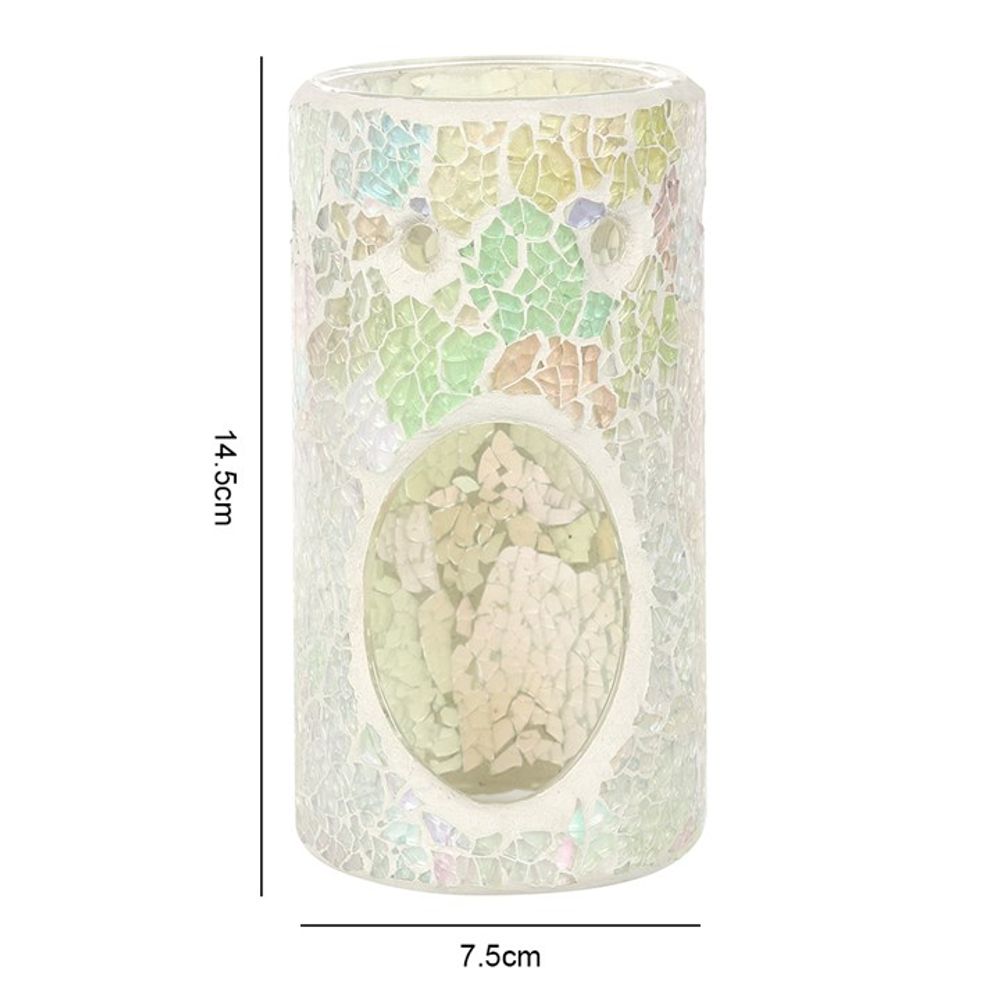 Pillar White Iridescent Crackle Oil Burner