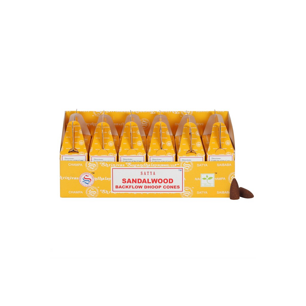 Set of 6 Packets of Satya Sandalwood Backflow Dhoop Cones