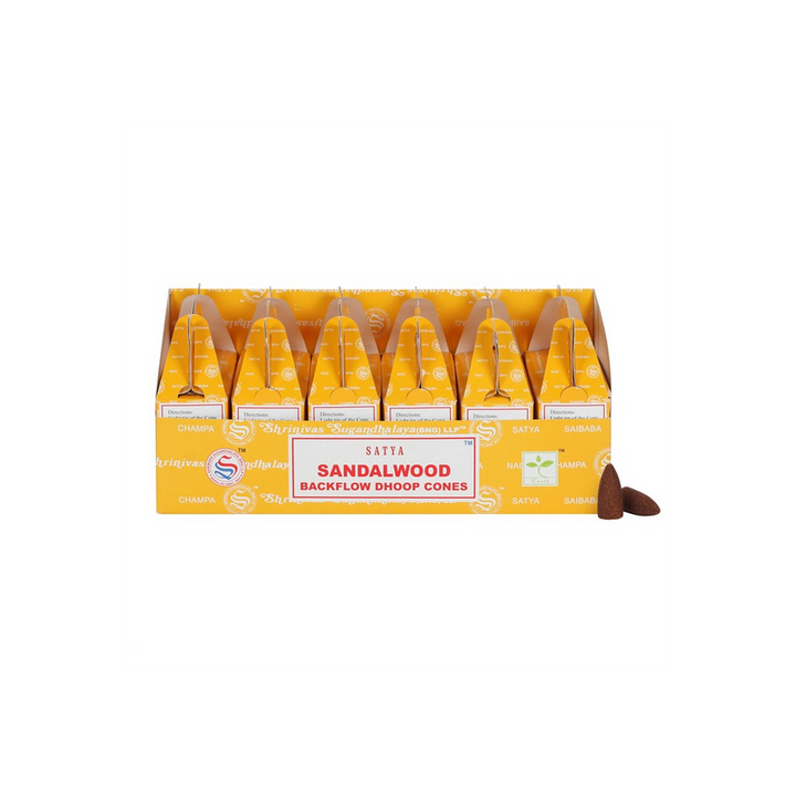 Set of 6 Packets of Satya Sandalwood Backflow Dhoop Cones