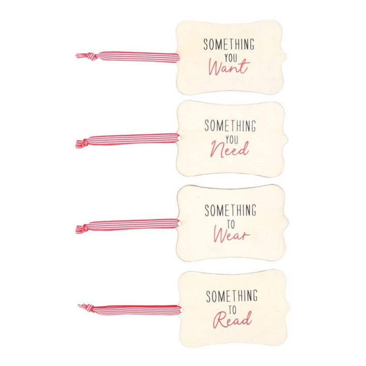 Set of 4 Reusable Wooden Gift Tags