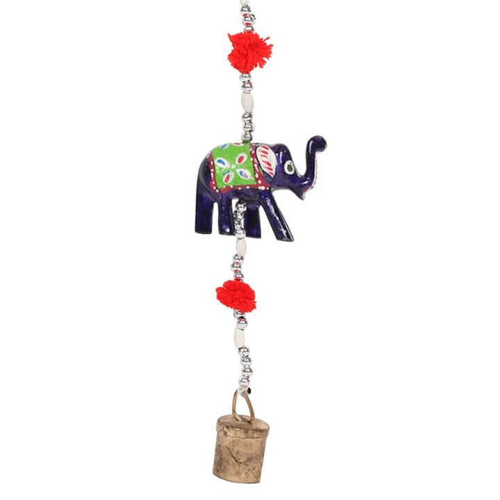 Wooden Hanging Elephant Decoration with Bell