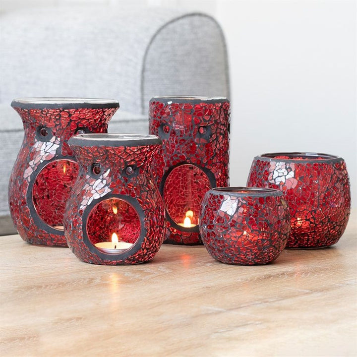 Large Red Crackle Glass Oil Burner