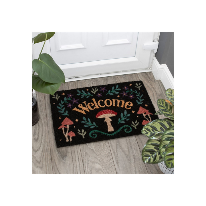 Black Mushroom Welcome Doormat