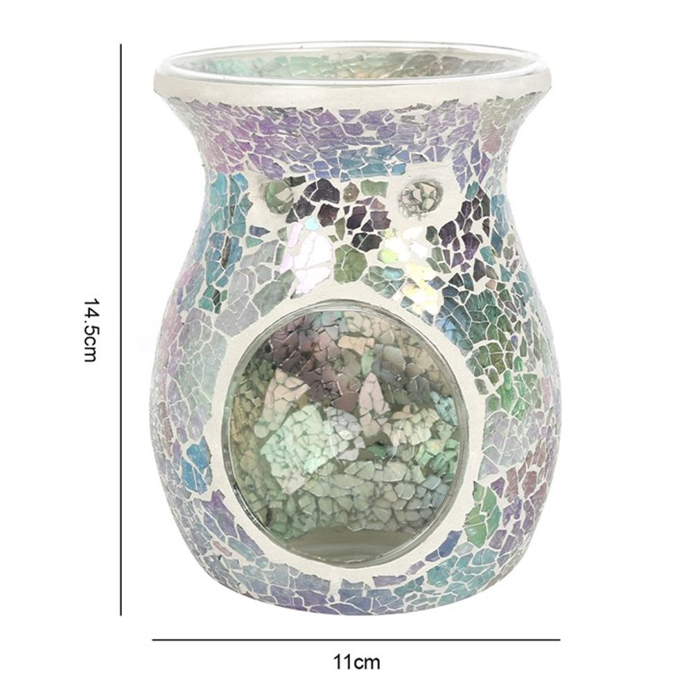 Large Light Blue Iridescent Crackle Oil Burner