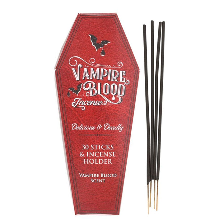 Set of 18 Vampire Blood Incense Stick Packs with Coffin Holder