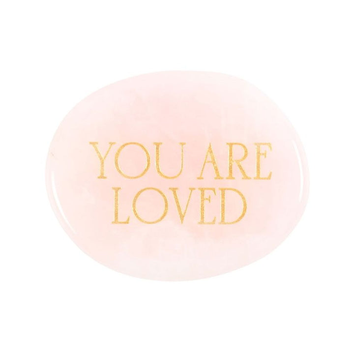 You Are Loved Rose Quartz Crystal Palm Stone