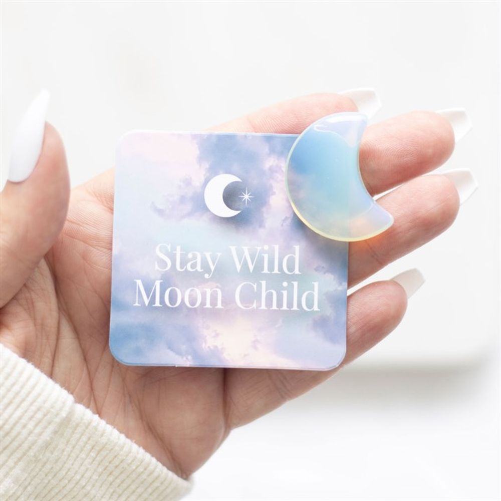 Stay Wild Moonstone Crystal Moon in a Bag
