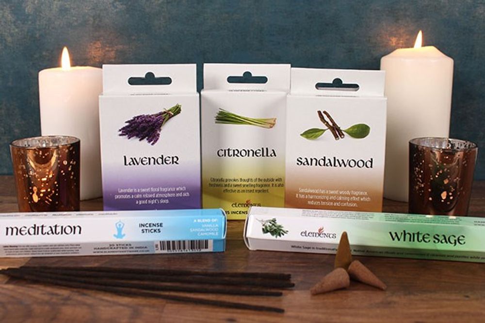Set of 12 Packets of Elements Sandalwood Incense Cones