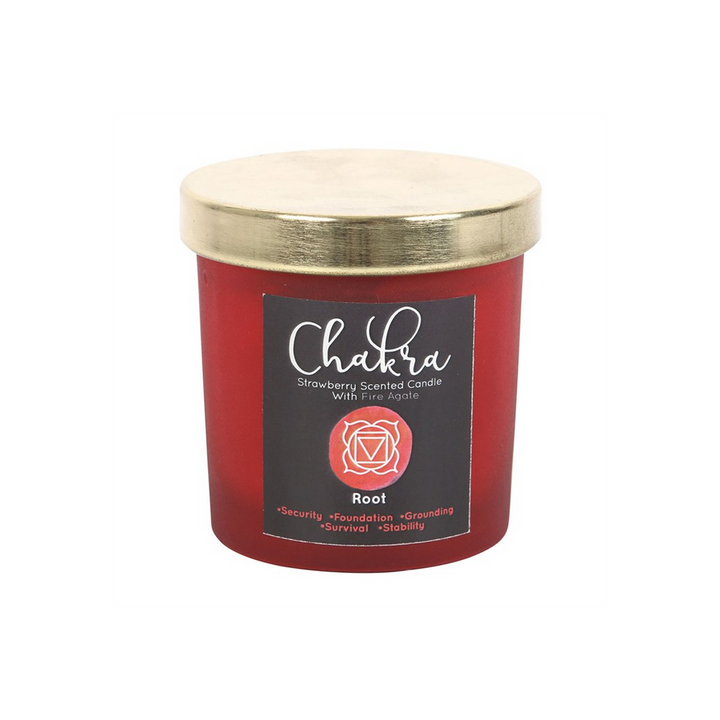 Root Chakra Strawberry Crystal Chip Candle