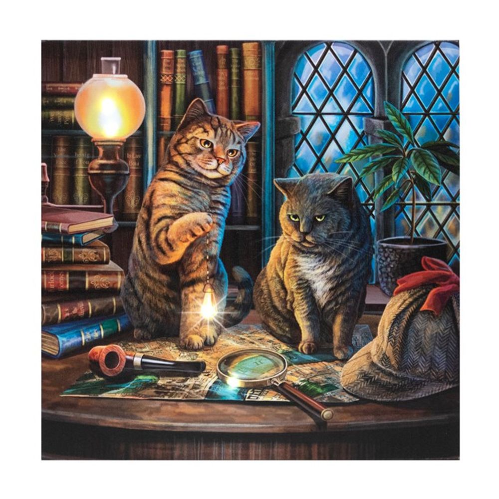 Purrlock Holmes Light Up Canvas Plaque by Lisa Parker