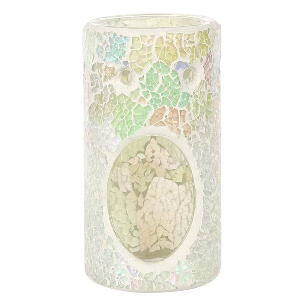 Pillar White Iridescent Crackle Oil Burner