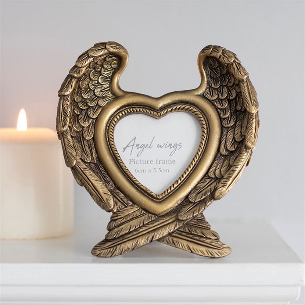Antique Gold Angel Wing Photo Frame