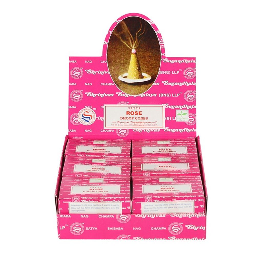 Set of 12 Packets of Rose Dhoop Cones by Satya