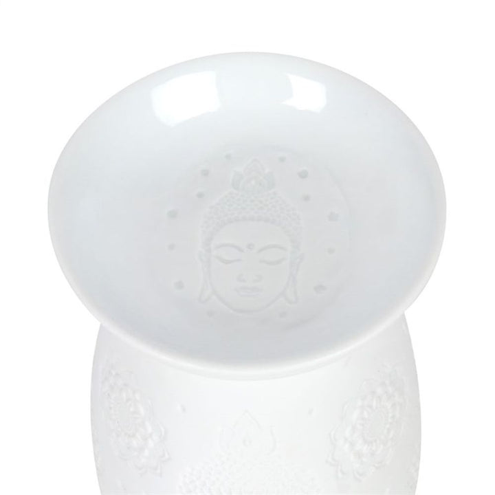 White Ceramic Buddha Face Oil Burner