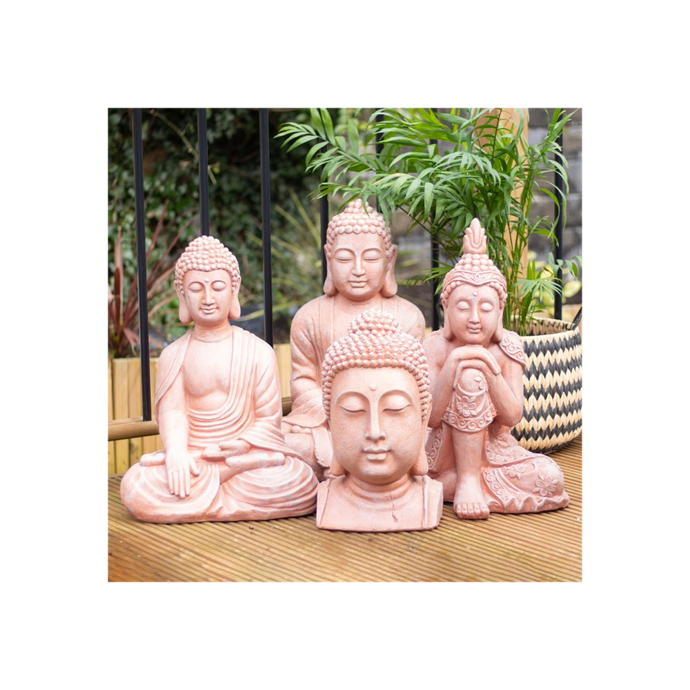 41cm Terracotta Effect Buddha Head Ornament