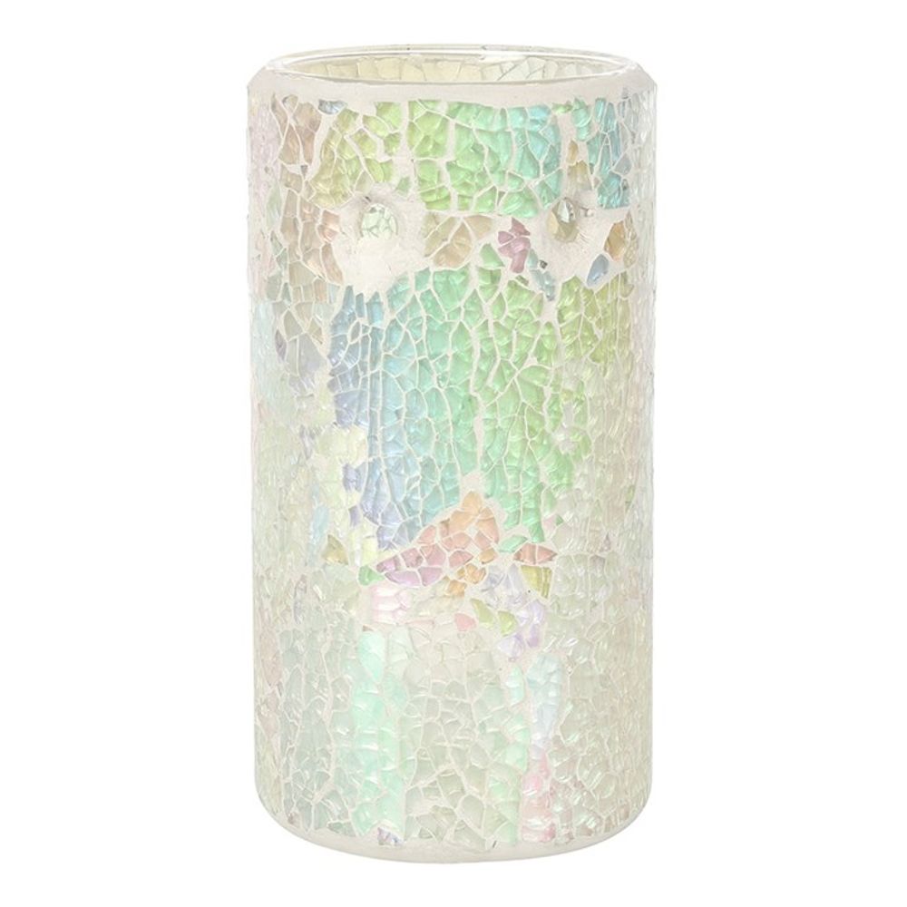 Pillar White Iridescent Crackle Oil Burner