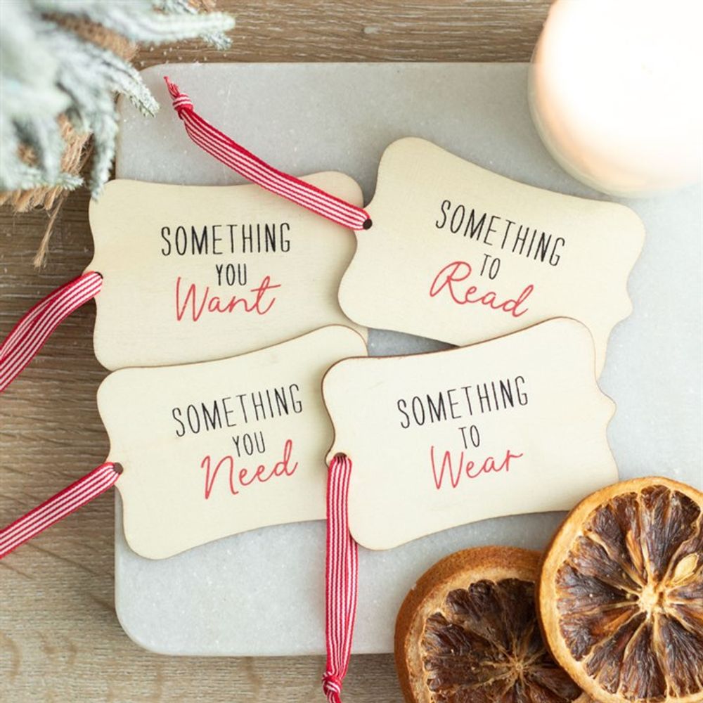 Set of 4 Reusable Wooden Gift Tags