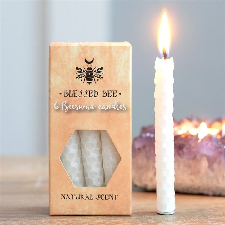 Set of 6 White Beeswax Spell Candles
