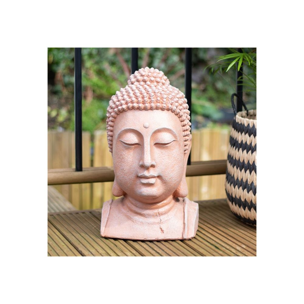 41cm Terracotta Effect Buddha Head Ornament