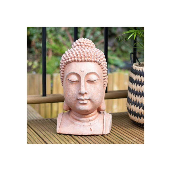 41cm Terracotta Effect Buddha Head Ornament